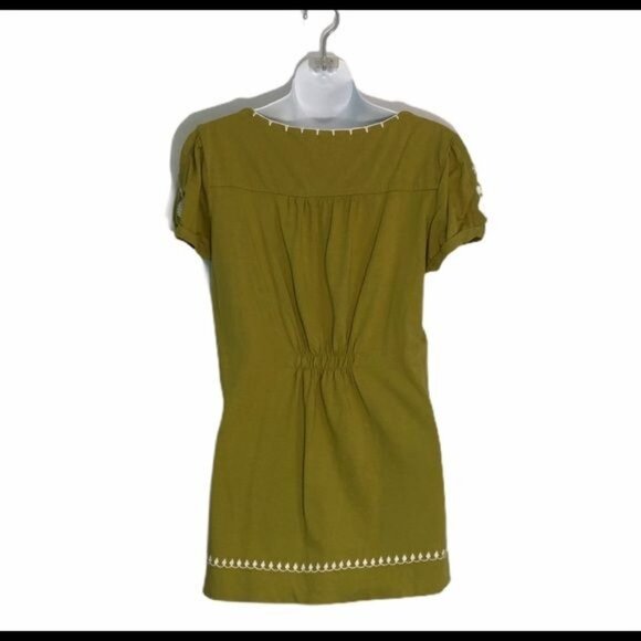 Style & Co Womens Olive Embroidered Square Neck Top Size M - Picture 3 of 4